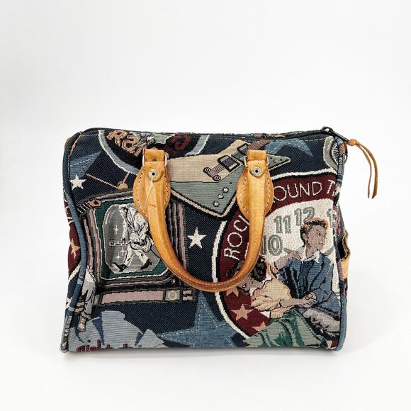 Retro Tapestry Rock and Roll 50s Jukebox Bag - Picture 1 of 7